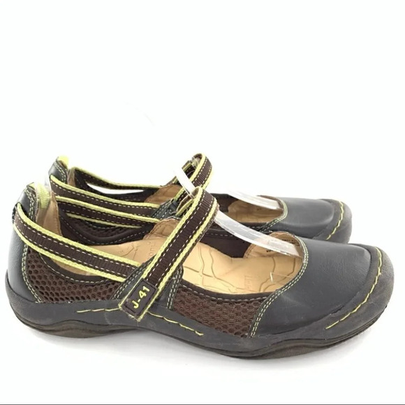 J 41 Venus womens flats size 7 brown mesh maryjanes outdoors walking gorpcore - Picture 1 of 12